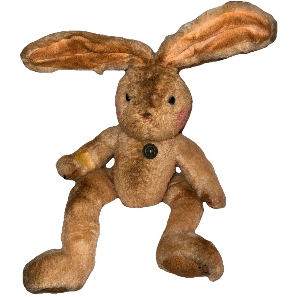 Vtg Steiff Bunny Rabbit Mohair Wired Ears Pink Cheeks No Tags Flaws 12"